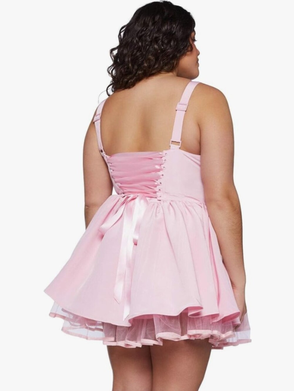 NWOT Corset Back Mini Dress w/ Built In Petticoat - Picture 3 of 10